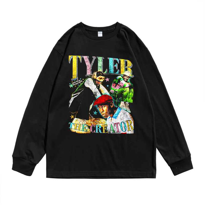 长袖嘻哈青年T恤纯棉男