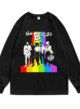 欧美五人乐队The B-52's朋克摇滚印花T恤长袖个性宽松男女同款潮