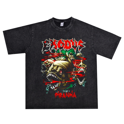 数码直喷摇滚金属新浪潮EXODUS乐队印花T恤纯棉短袖宽松重磅男女