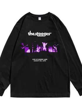 欧美原型朋克摇滚the Stooges傀儡乐队个性印花长袖T恤纯棉男女款