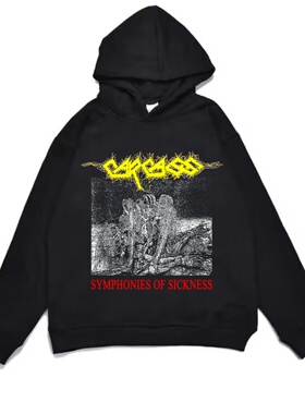 数码直喷金属摇滚Carcass尸体乐队印花加厚连帽卫衣男女宽松美式