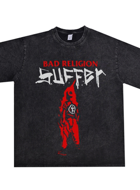 数码直喷摇滚硬核合Bad Religion乐队印花T恤重磅纯棉短袖做旧