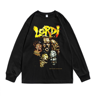 芬兰黑色重金属摇滚Lordi乐队海报印花长袖T恤宽松纯棉男女同款