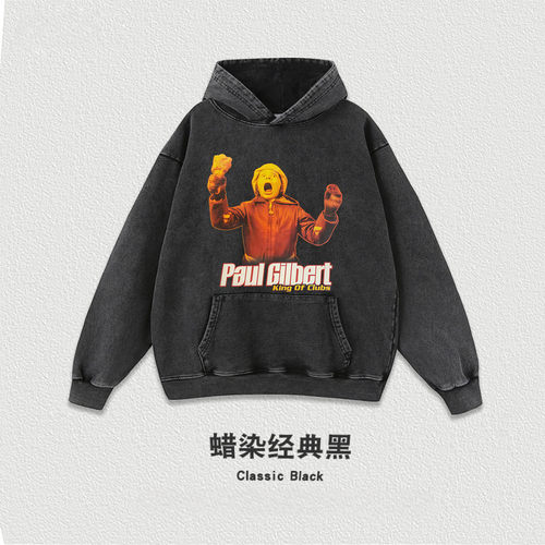 摇滚二手Paul Gilbert   King Of Clubs印花加厚连帽卫衣男女外套