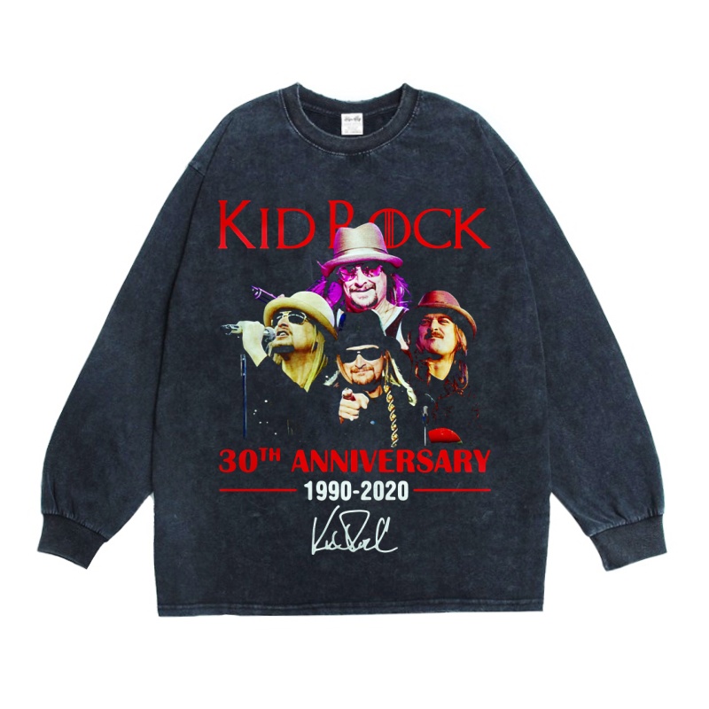 數(shù)碼直噴Kid Rock說(shuō)唱另類搖滾小子印花T恤長(zhǎng)袖寬松重磅純棉嘻哈