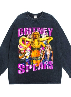 数码直喷布兰妮·斯皮尔斯Britney Spears印花T恤长袖重磅纯棉