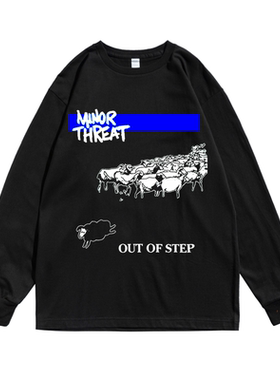 硬核朋克乐团Minor Threat乐队摇滚T恤长袖宽松男女潮牌街头纯棉