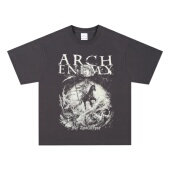 复古高街印花短袖 喷印Arch Enemy大敌乐队美式 T恤宽松重磅纯棉