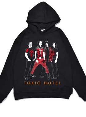数码直喷情绪硬核摇滚Tokio Hotel东京旅馆乐队连帽加厚卫衣宽松
