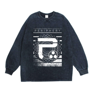 数码直喷数学摇滚Periphery乐队印花T恤长袖宽松男女纯棉重磅嘻哈