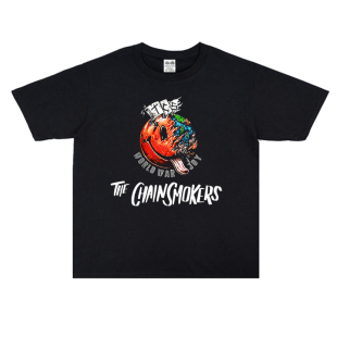 摇滚The Chainsmokers烟鬼乐队DJ印花T恤宽松男女纯棉短袖重磅