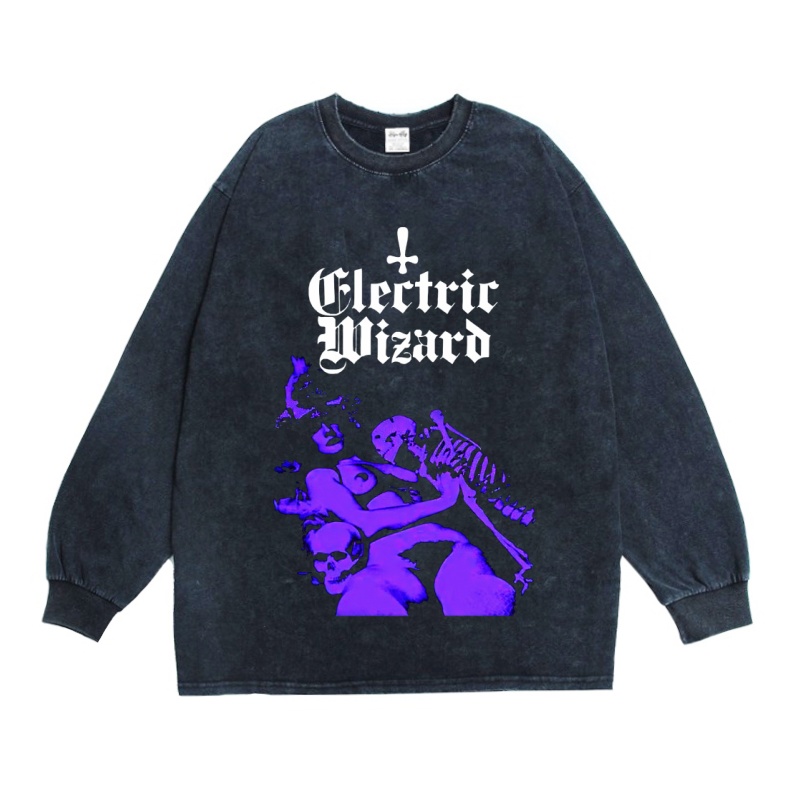 ElectricWizard乐队印花长袖T恤
