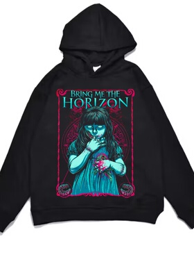 数码直喷重金属摇滚Bring Me The Horizon印花加厚连帽卫衣外套