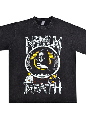 数码直喷属摇滚Napalm Death乐队印花T恤短袖宽松纯棉男女同款