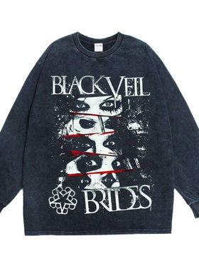 直喷摇滚Black Veil Brides黑色面纱的新娘乐队印花长袖T恤重磅