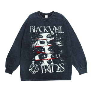 新娘乐队印花长袖 Brides黑色面纱 T恤重磅 Veil 直喷摇滚Black