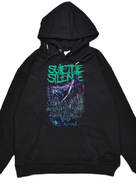 欧美摇滚死核SUICIDE SILENCE个性印花加厚连帽卫衣宽松男女外套