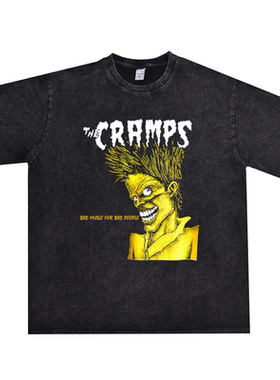 地下迷幻车库朋克The Cramps乐队摇滚宽松款T恤短袖街头纯棉圆领