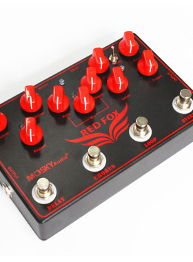 MOSKY RED FOX 电吉他综合效果器 过载+合唱+延迟 4合1组合效果器