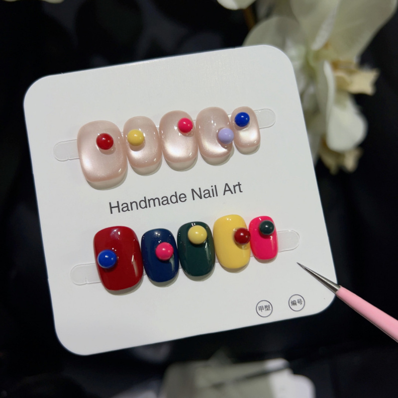 多彩糖豆夏日彩虹M豆可爱指甲贴