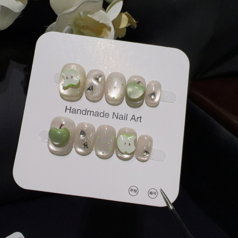 甜脆青苹清新美甲贴片
