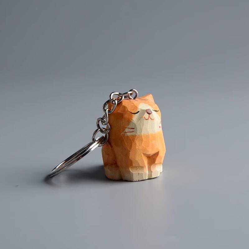 远硕小猫木雕动物钥匙扣挂饰柴犬闺蜜钥匙链可爱女生办公室柴犬小