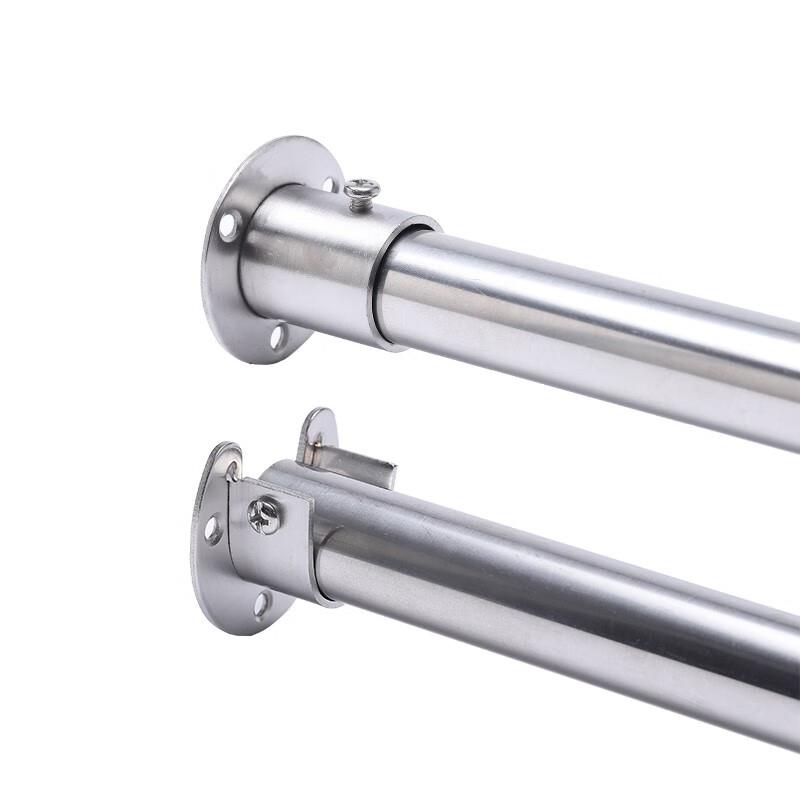 兰雍304不锈钢侧装晾衣杆圆管打孔固定式阳台单杆晾衣架室内外晒