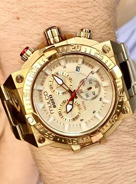 代购mulco BUZO三眼计时霸气硬汉风46大表盘时尚石英男手表