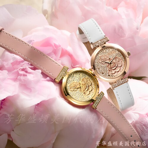 GUESS镶钻花卉28MM石英女表