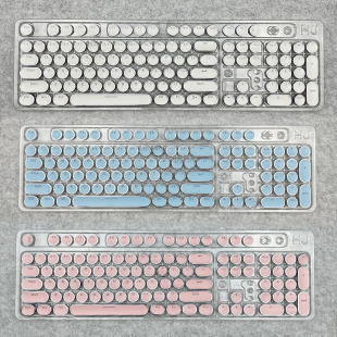 全新机械键盘复古蒸汽朋克键帽圆形电镀打字机个性键帽87/104