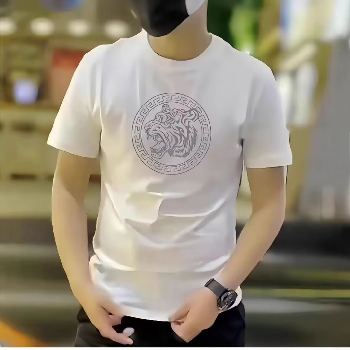 宏嫩甄选男装轻奢简约短袖春夏男士圆领休闲T恤大码印花半袖上衣