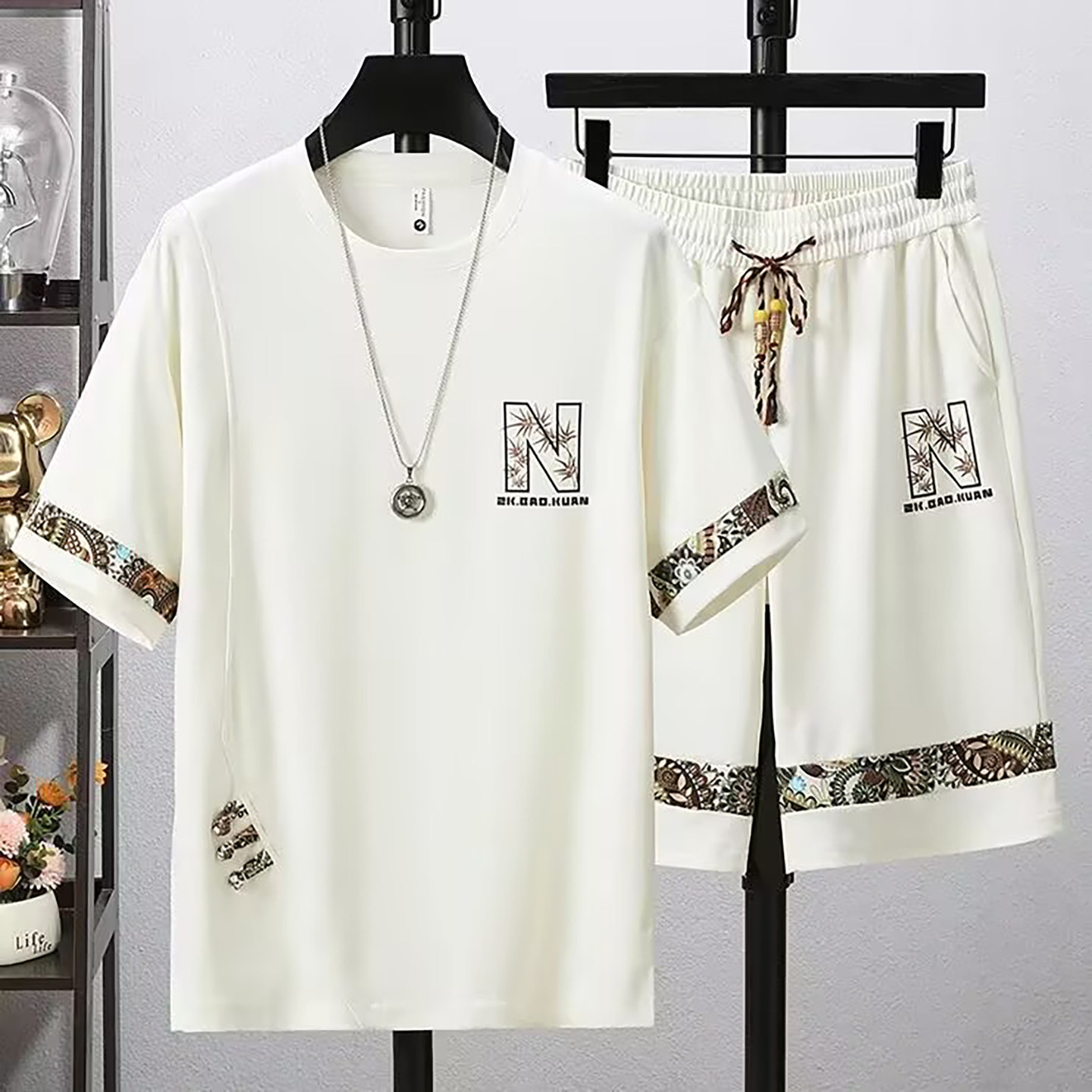 恒清男装高档轻奢冰丝运动套装2025春夏男士款短袖短裤时尚两件套