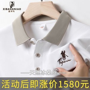 喜邦鸟男装商务翻领Polo衫中年男士2025新款刺绣T恤夏季休闲短袖