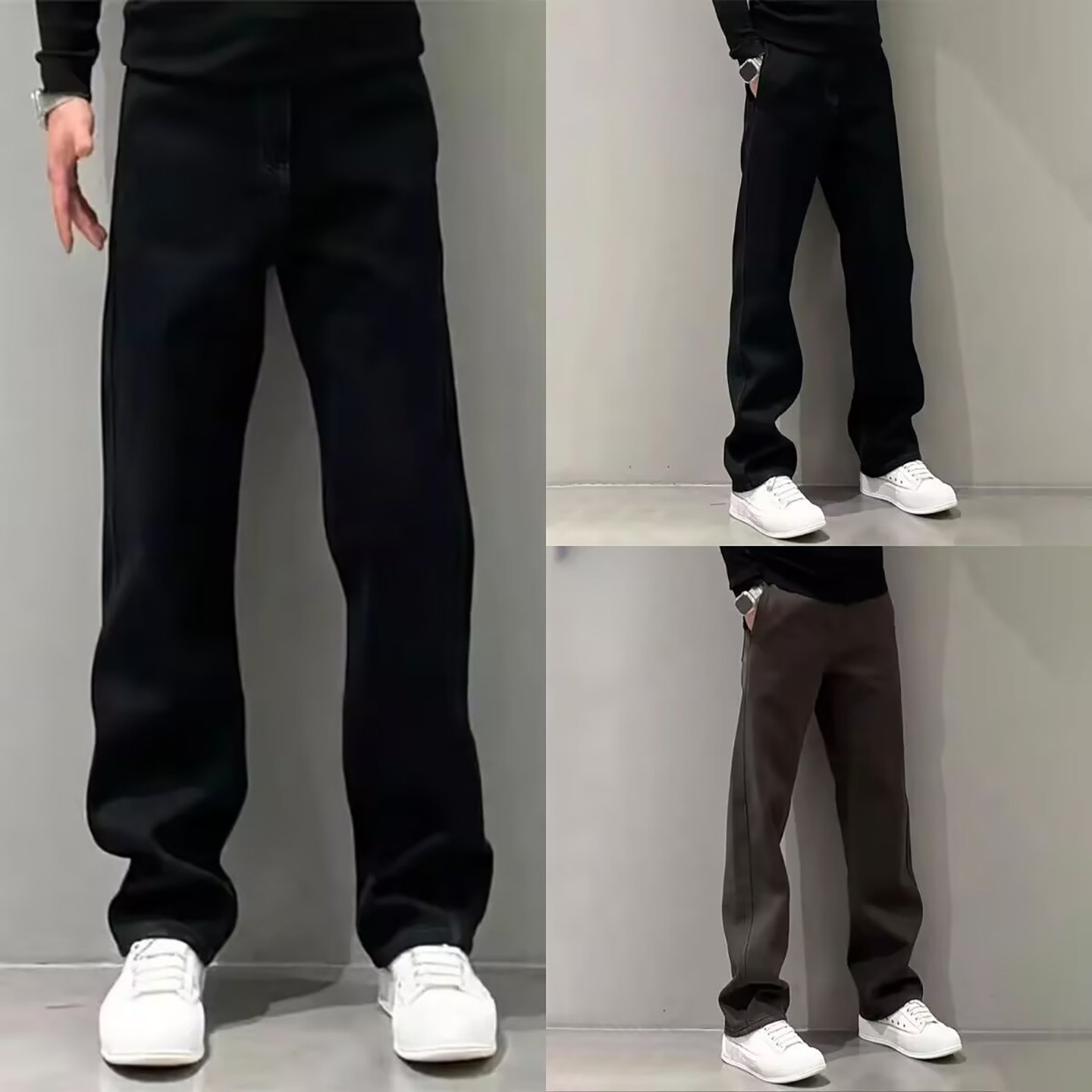 炎宏严选男裤轻奢欧货简约直筒裤秋冬男士垂感休闲裤宽松百搭裤子