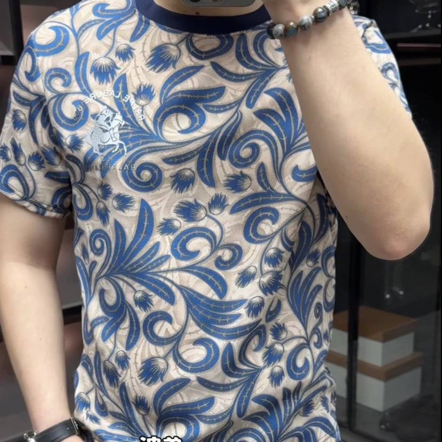 厦偌波弟轻奢男装潮流男士痞帅短袖高级感冰感t恤时尚印花上衣男