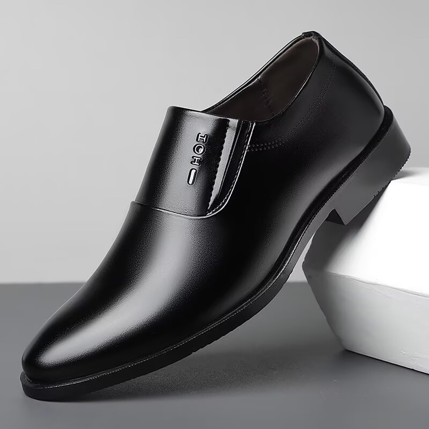 宏嫩好物男鞋一脚蹬飞行员皮鞋男士款透气休闲鞋商务真皮正装鞋子