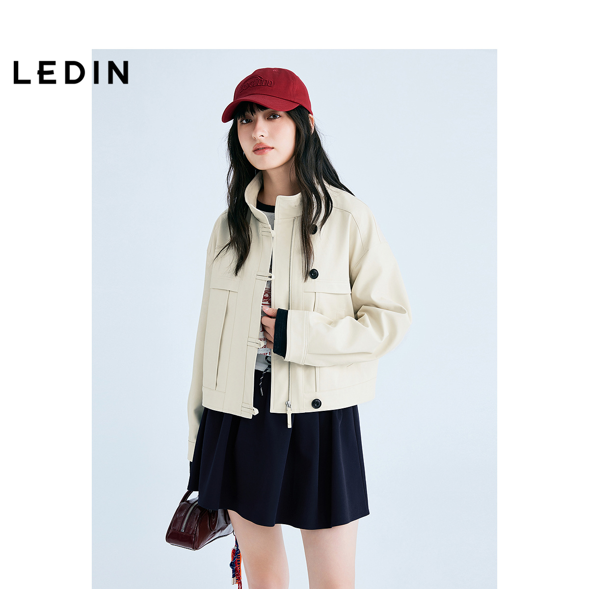 【商场同款】乐町2025春季新款设计感仿皮衣外套C2BHF1308