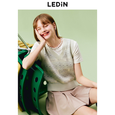 【商场同款】乐町菲尔岛字母针织背心女秋季新款马甲C2EFE3B15