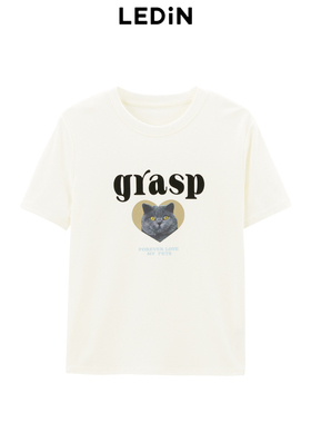 【商场同款】乐町2024秋季新款字母爱心猫咪正肩短袖T恤C2CNE3116