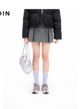 【商场同款】乐町竖条纹百褶裙24年冬季新款蝴蝶结短裙C1GEE4257