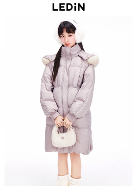 【商场同款】乐町收腰毛领中长款羽绒服24冬保暖外套C1ACE4638