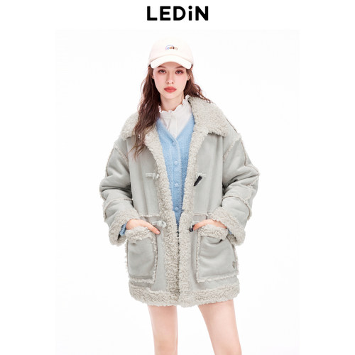 【LOTSYOU联名】乐町2024冬季新款翻领拼接外套上衣C1AEE4409