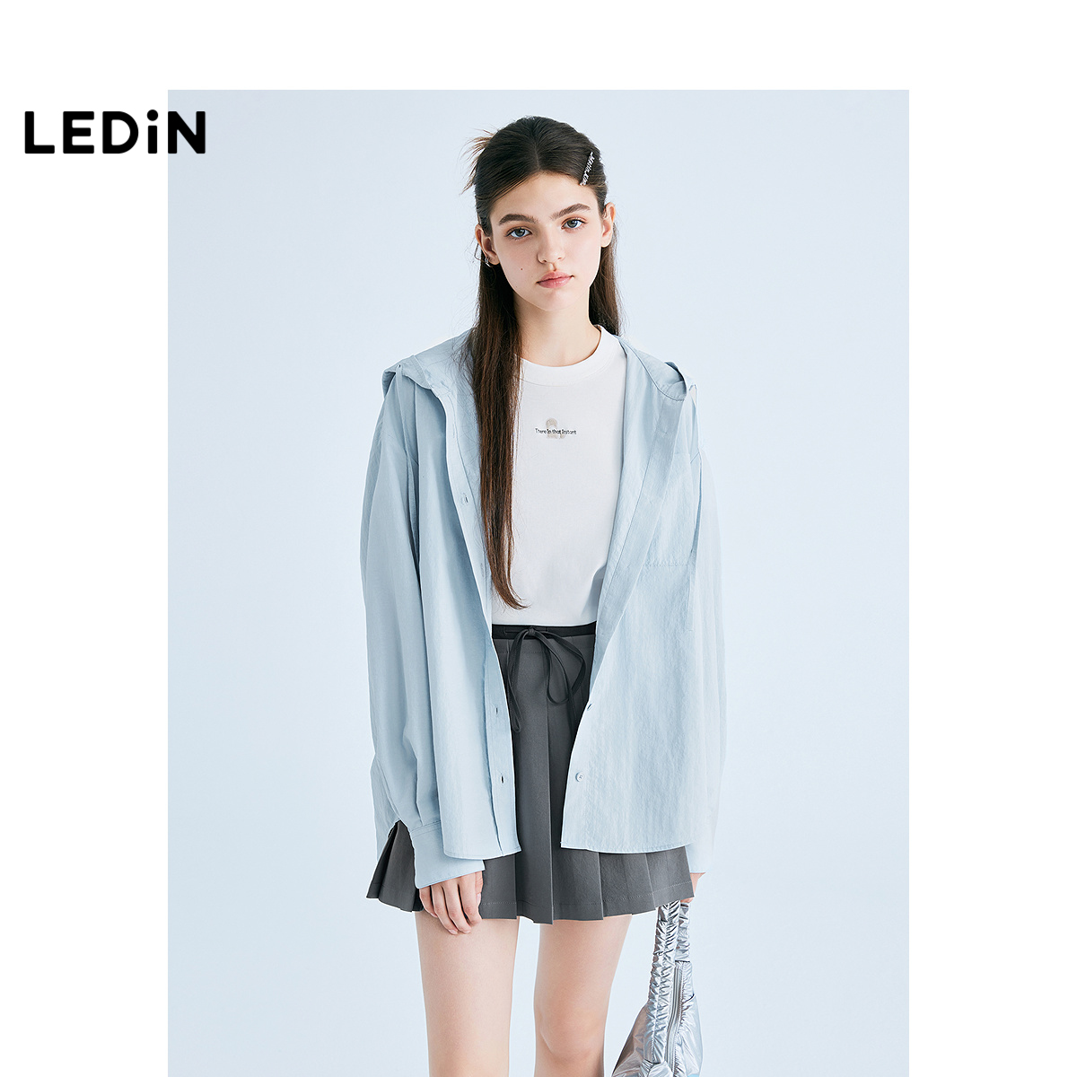 【商场同款】乐町2025春季新款休闲连帽长袖衬衫外套C2CAF1512