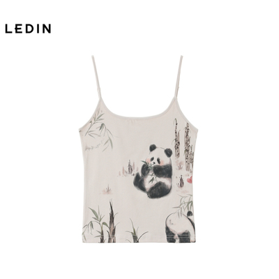 【商城同款】乐町夏季新中式熊猫满印吊带C2CQE2F05