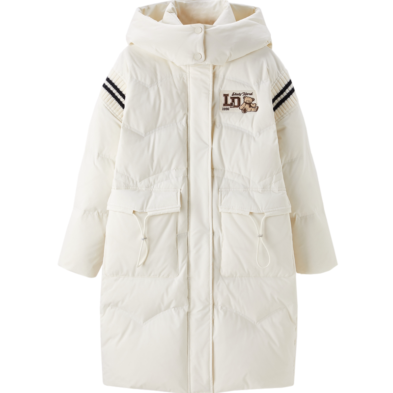 乐町甜心嘭嘭羽绒服冬季小熊连帽长外套C2ACD4316