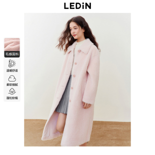 乐町甜美仿羊羔毛颗粒外套女长款冬季新款宽松毛绒绒保暖上衣