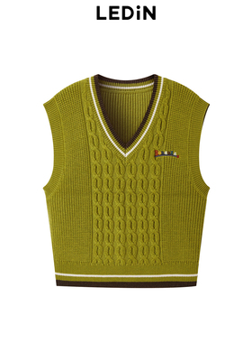 【清仓】乐町秋冬V领撞色无袖叠穿坎肩背心C2EFD4126