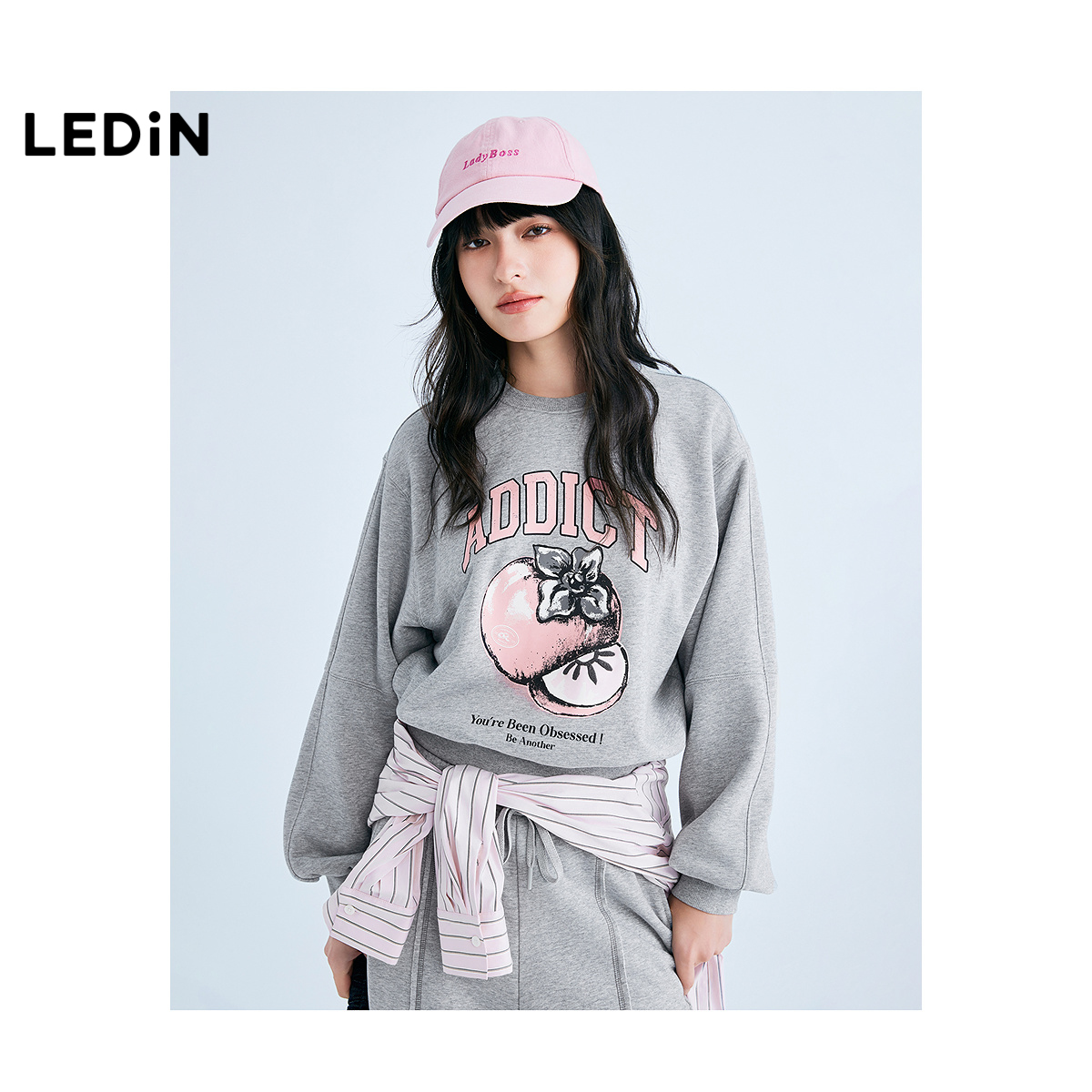 【商场同款】乐町柿柿如意卫衣女25年新年春款灰色卫衣C2CRF1334