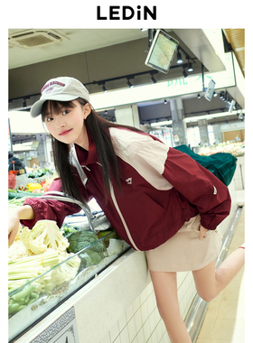 乐町2024夏新款美式复古宽松撞色短款外套C2BBE2102