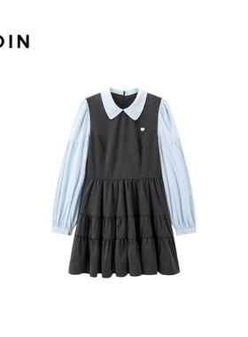 【商场同款】乐町韩系轻甜拼接连衣裙冬季学院风衬衫裙C1FAE4224
